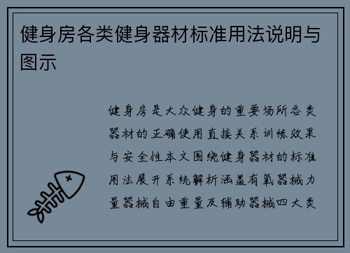 健身房各类健身器材标准用法说明与图示